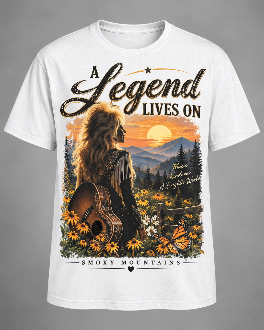 A Legend Lives On Dolly Tribute T-Shirt – Smoky Mountains Country Music Memorial Tee💗🦋🎸