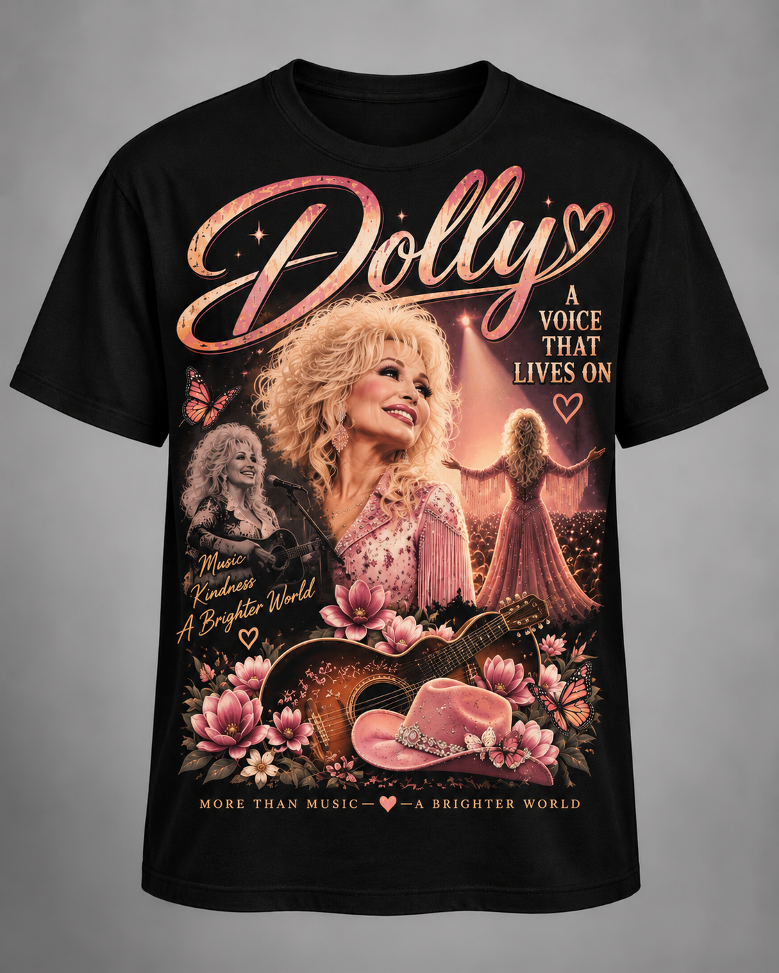 A Voice That Lives On – Dolly Tribute Country Music Tee💗🦋🎸