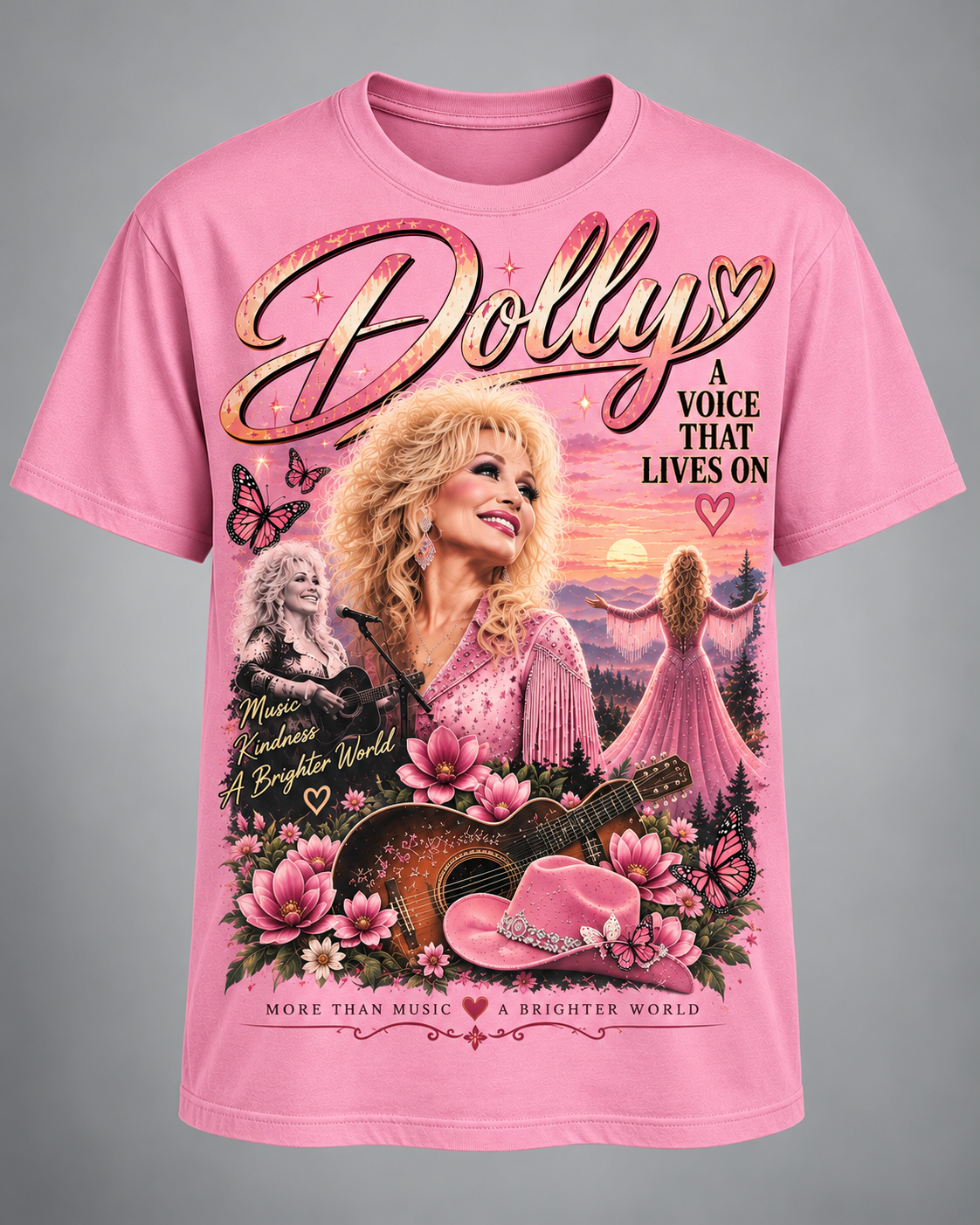 A Voice That Lives On – Dolly Tribute Country Music Tee💗🦋🎸