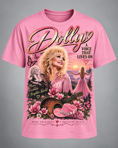A Voice That Lives On – Dolly Tribute Country Music Tee💗🦋🎸