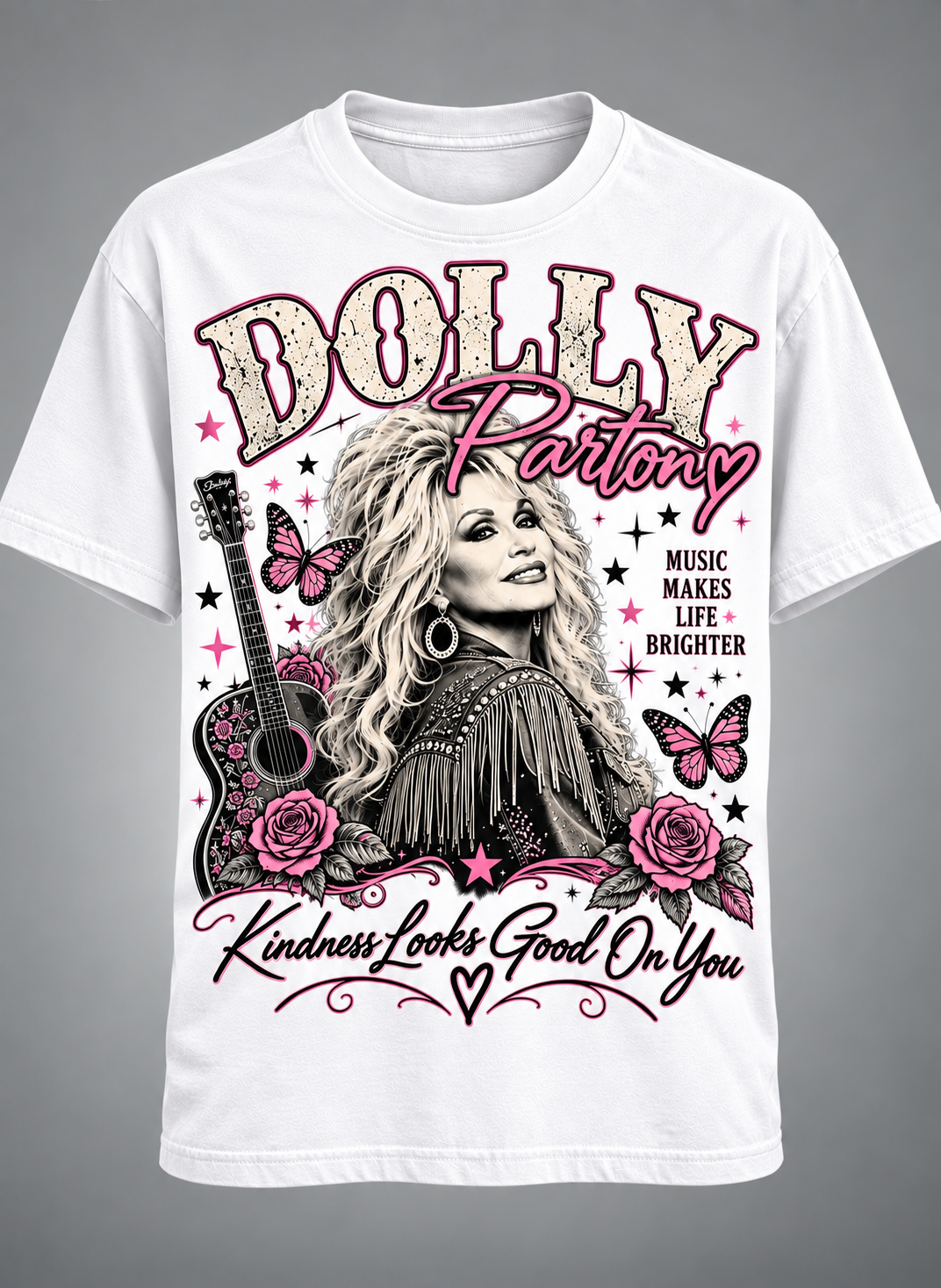 Dolly Parton Kindness Looks Good On You T-Shirt – Country Music Tribute Vintage Graphic Tee💗🦋🎸