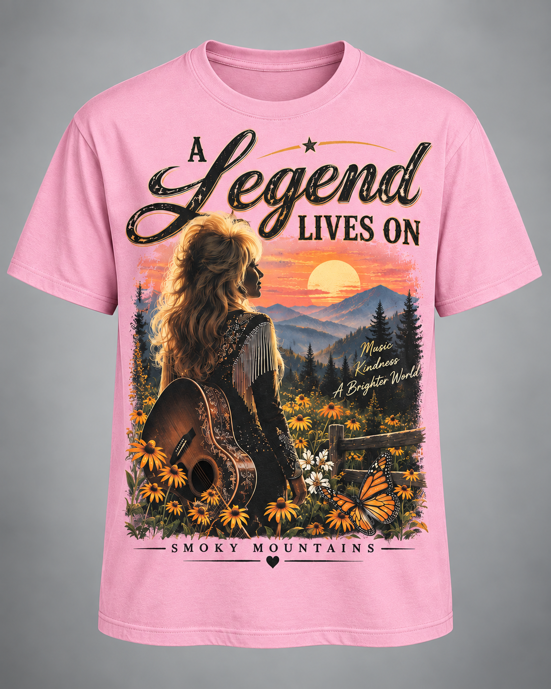 A Legend Lives On Dolly Tribute T-Shirt – Smoky Mountains Country Music Memorial Tee💗🦋🎸